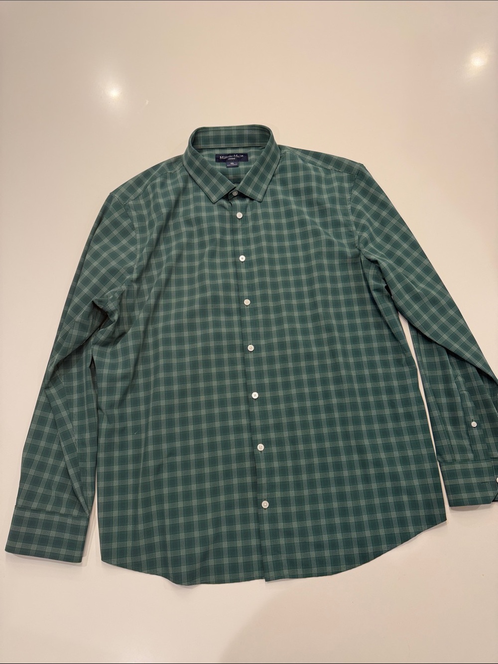 Mizzen+Main Green Plaid Long-Sleeve Button-Down Shirt XXL Trim